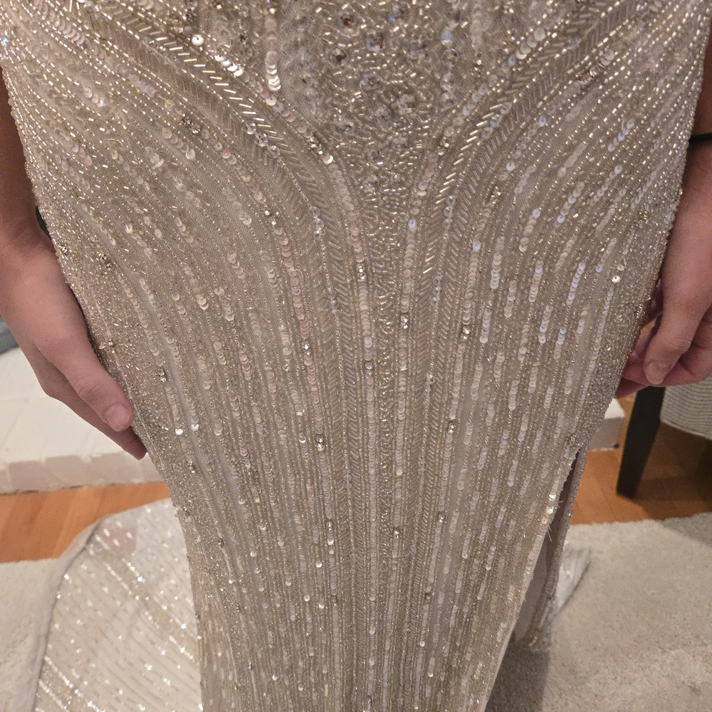 NEW AVA PRESLEY Strapless White And Silver Beaded/Sequin Prom Formal Gown Dress. - Picture 5 of 8